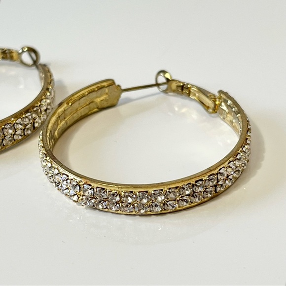 Gold Rhinestone Hoops - Picture 6 of 9